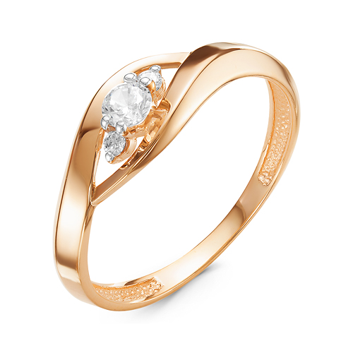 Кольцо, золото, фианит, 117051